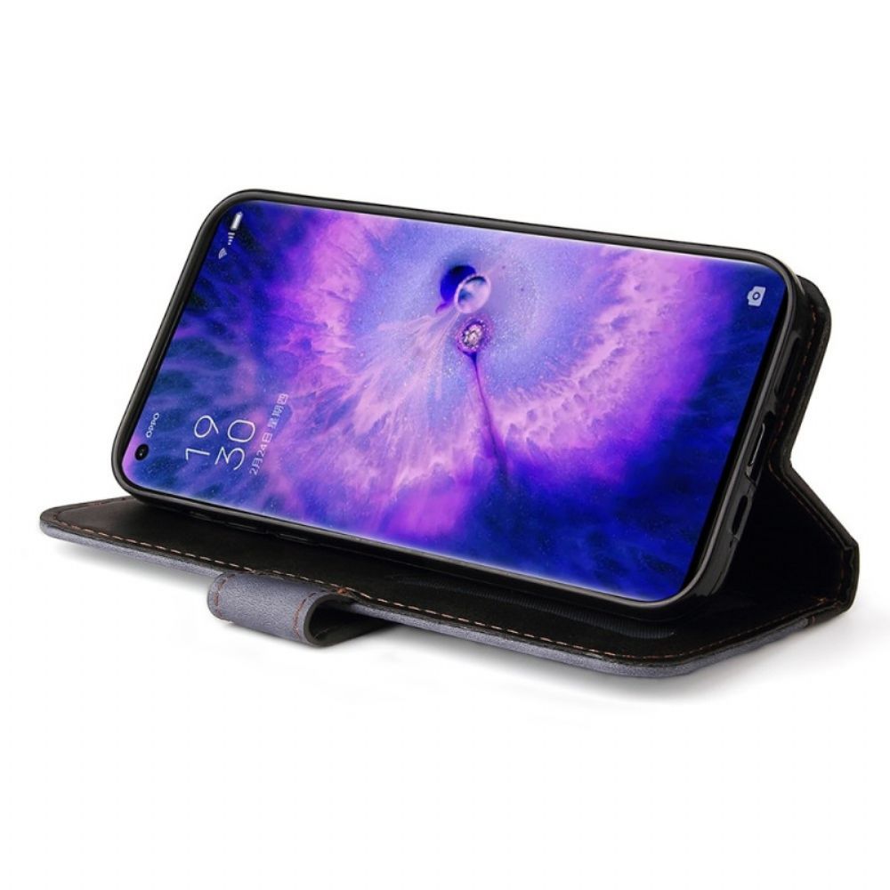 Flip Case Für Oppo Find X5 Mit Kordel Zweifarbiges Premium-armband