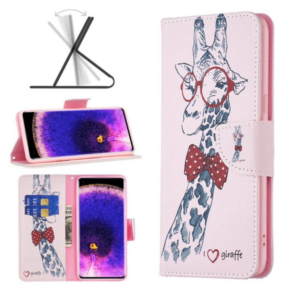 Flip Case Für Oppo Find X5 Nerdige Giraffe