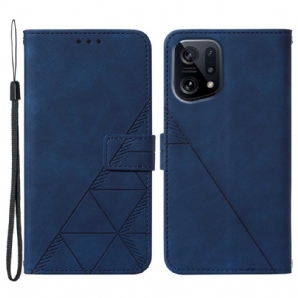 Flip Case Für Oppo Find X5 Pyramidenleder-effekt