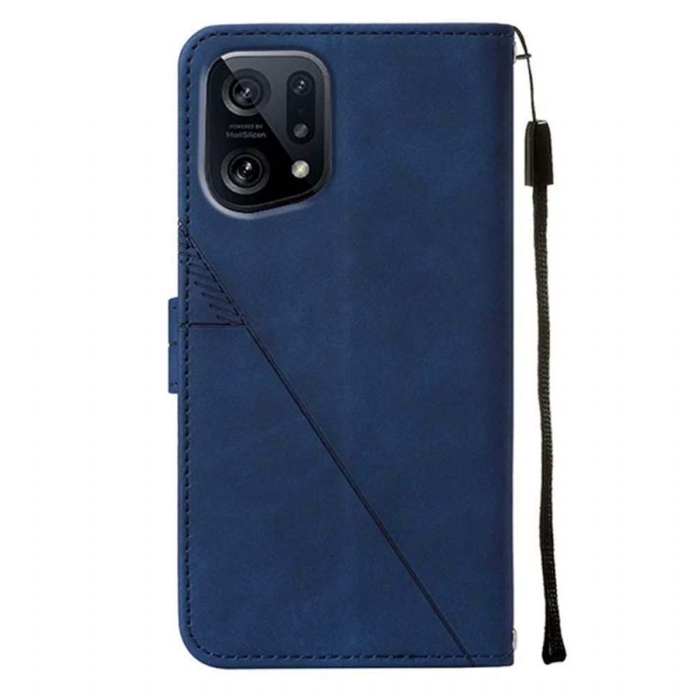 Flip Case Für Oppo Find X5 Pyramidenleder-effekt