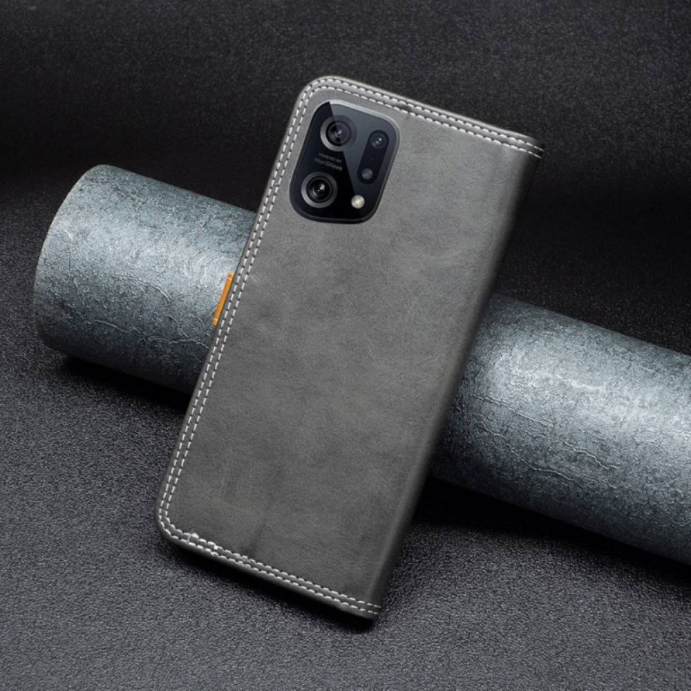 Flip Case Für Oppo Find X5 Zweifarbig Mit Riemen