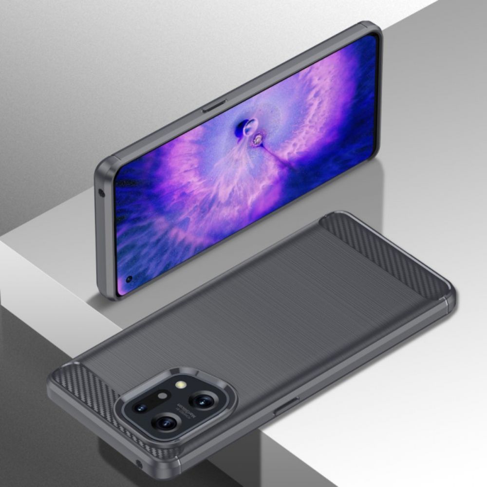 Hülle Für Oppo Find X5 Gebürstete Kohlefaser