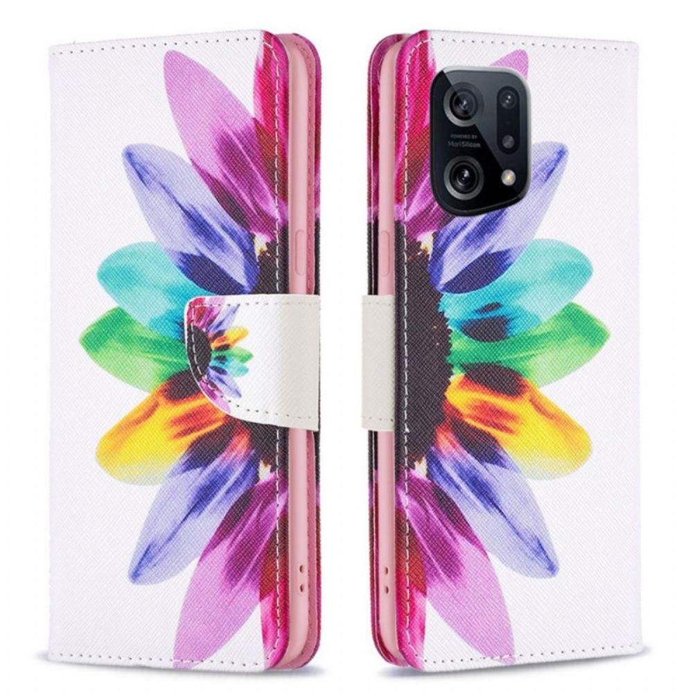 Lederhüllen Für Oppo Find X5 Aquarell Blume