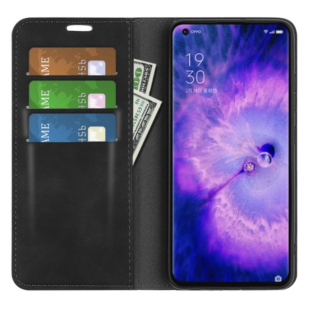 Schutzhülle Für Oppo Find X5 Flip Case Weicher Seidenleder-effekt