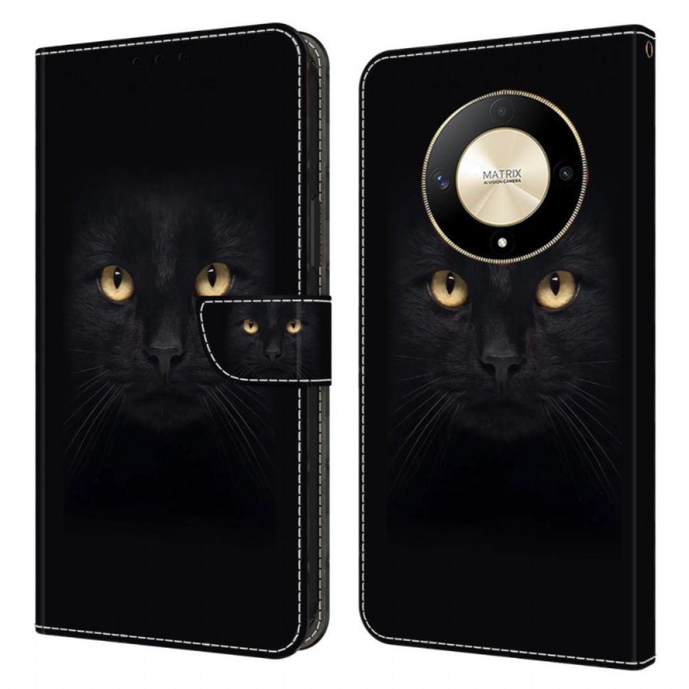 Lederhüllen Für Honor X9b / Magic 6 Lite Schwarze Katze