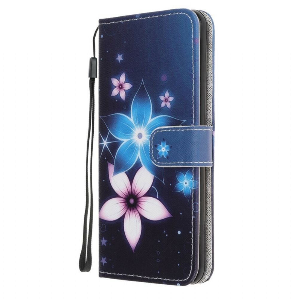 Flip Case Für Huawei P Smart 2024 Mit Kordel Mondriemen Blumen