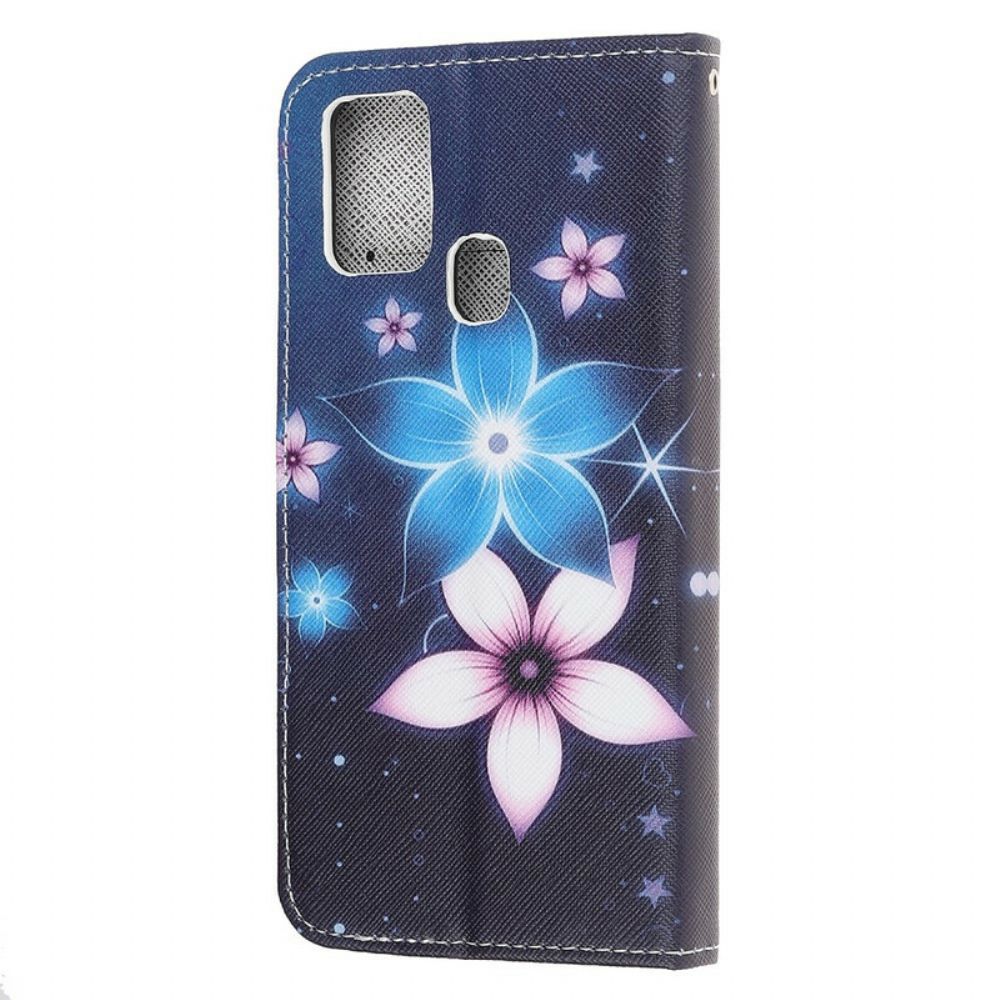 Flip Case Für Huawei P Smart 2024 Mit Kordel Mondriemen Blumen