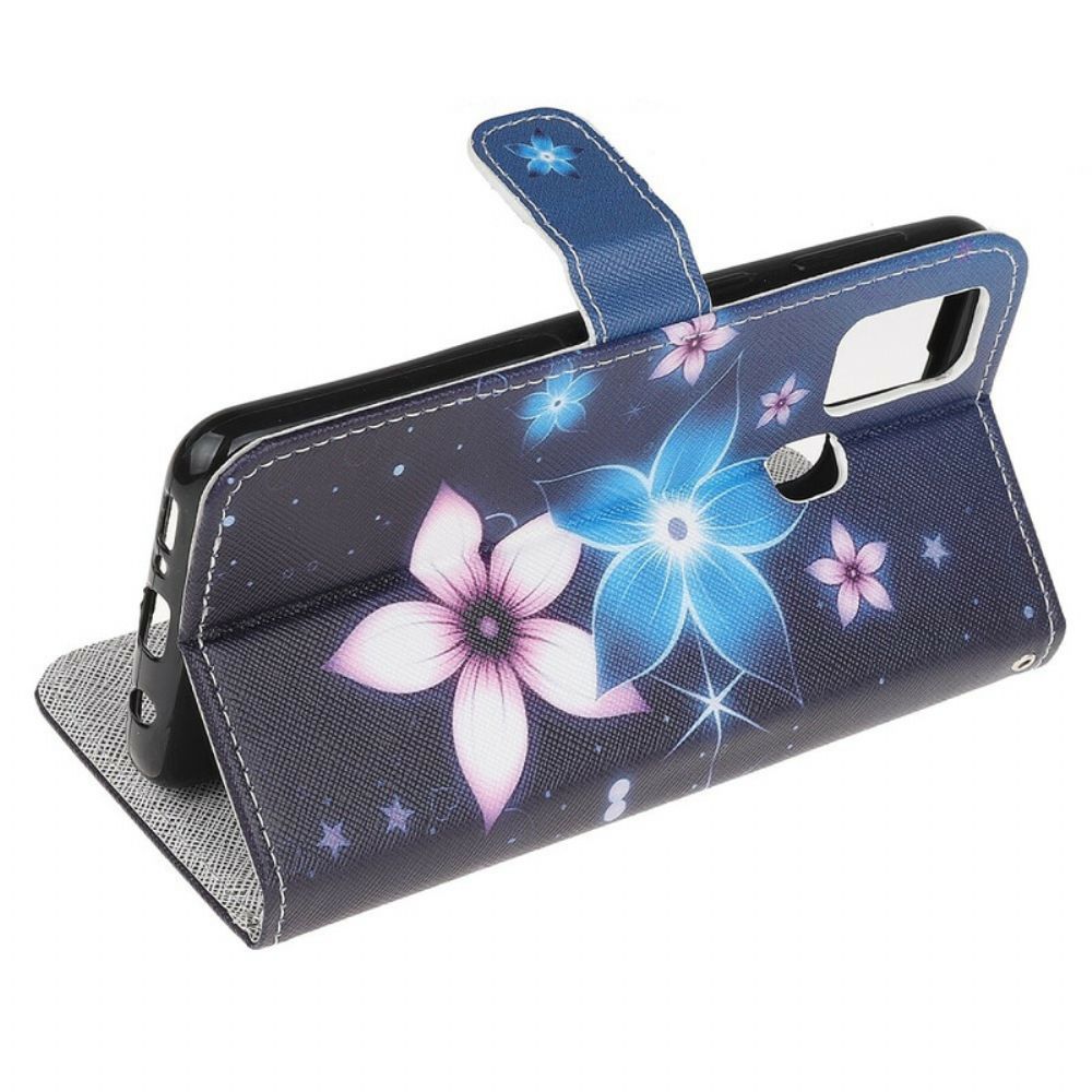 Flip Case Für Huawei P Smart 2024 Mit Kordel Mondriemen Blumen