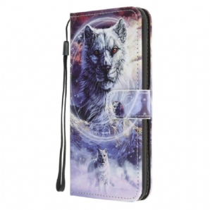 Flip Case Für Huawei P Smart 2024 Winterwolf Mit Lanyard