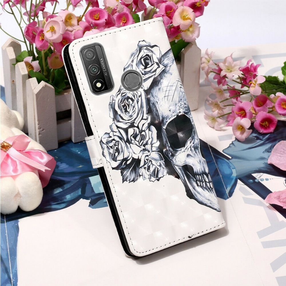 Lederhüllen Für Huawei P Smart 2024 Blumenschädel