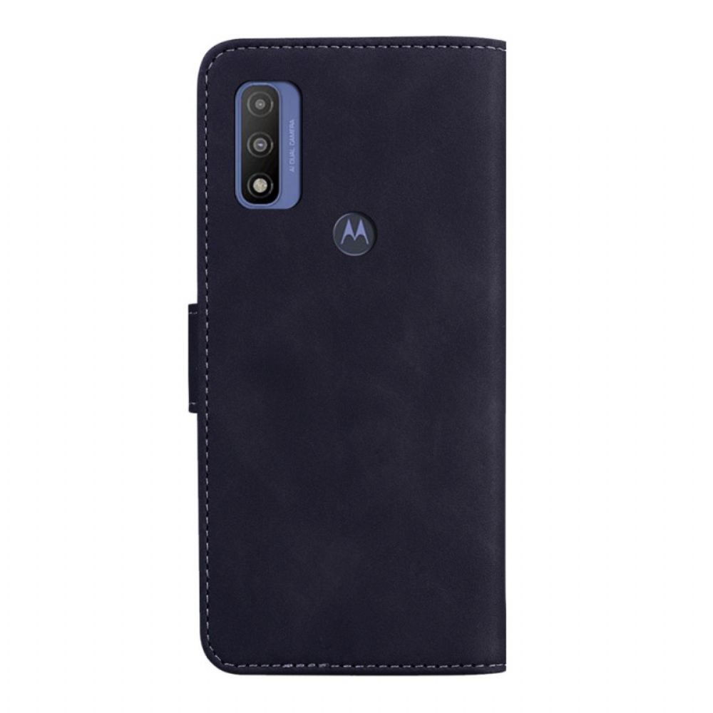 Flip Case Für Moto E40 / E30 / E20 Einfarbiger Ledereffekt