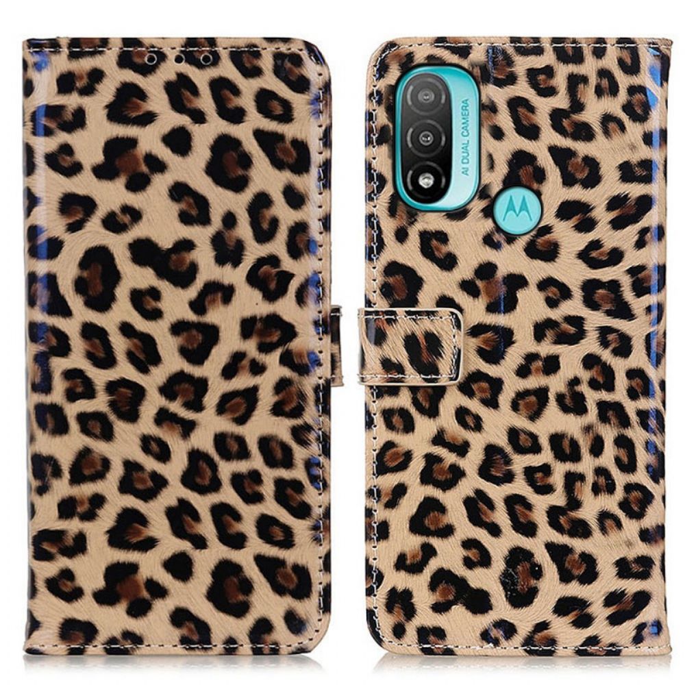 Flip Case Für Moto E40 / E30 / E20 Einzelner Leopard