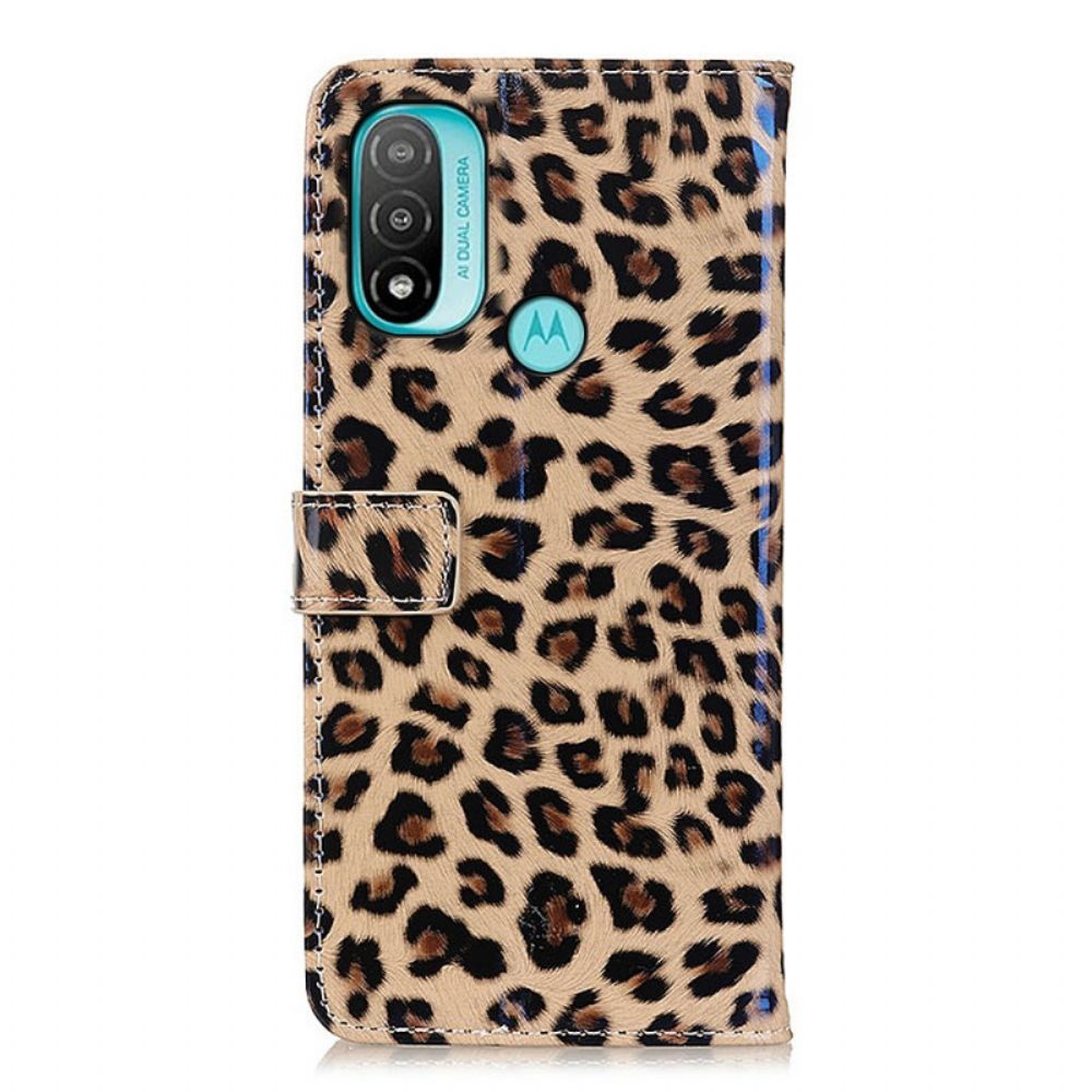 Flip Case Für Moto E40 / E30 / E20 Einzelner Leopard