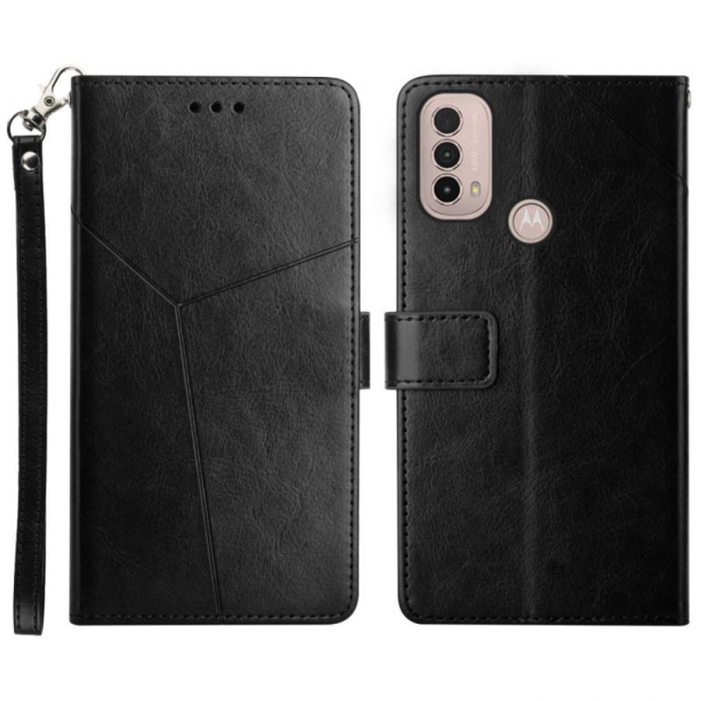 Flip Case Für Moto E40 / E30 / E20 Geo Y Design Leather Style