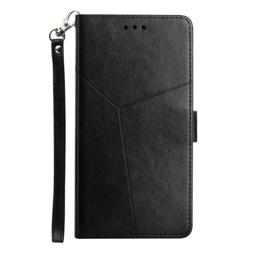 Flip Case Für Moto E40 / E30 / E20 Geo Y Design Leather Style