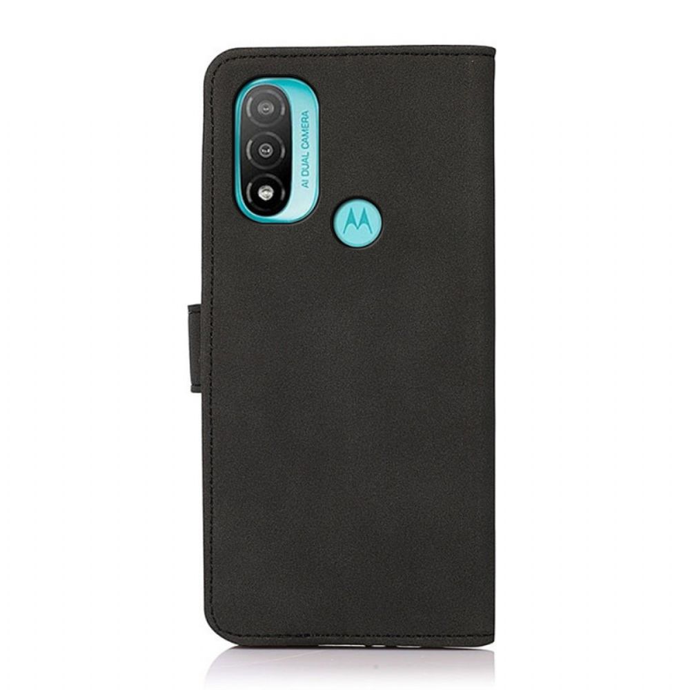 Flip Case Für Moto E40 / E30 / E20 Khazneh Modischer Ledereffekt