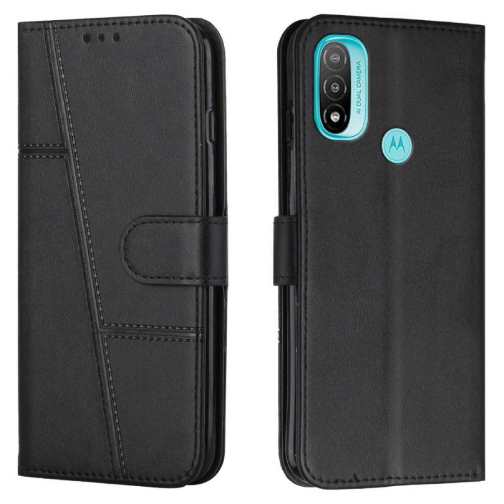 Flip Case Für Moto E40 / E30 / E20 Mit Kordel Geo Kunstlederband