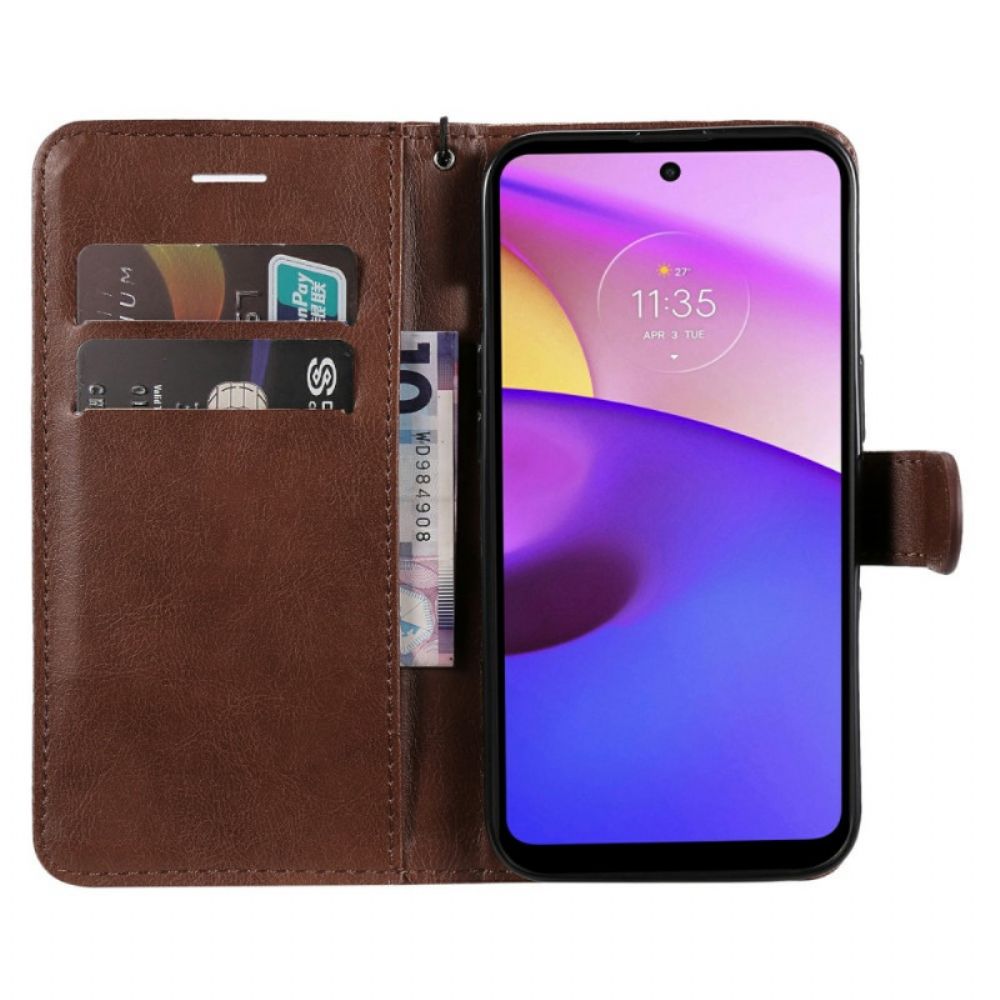 Flip Case Für Moto E40 / E30 / E20 Mit Kordel Kunstlederarmband