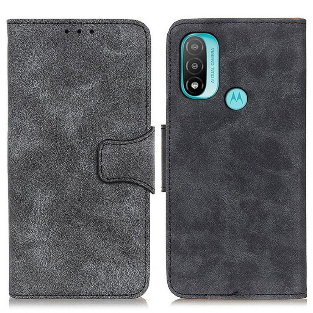 Flip Case Für Moto E40 / E30 / E20 Flip Case Vintage Doppelseitige Magnetklappe