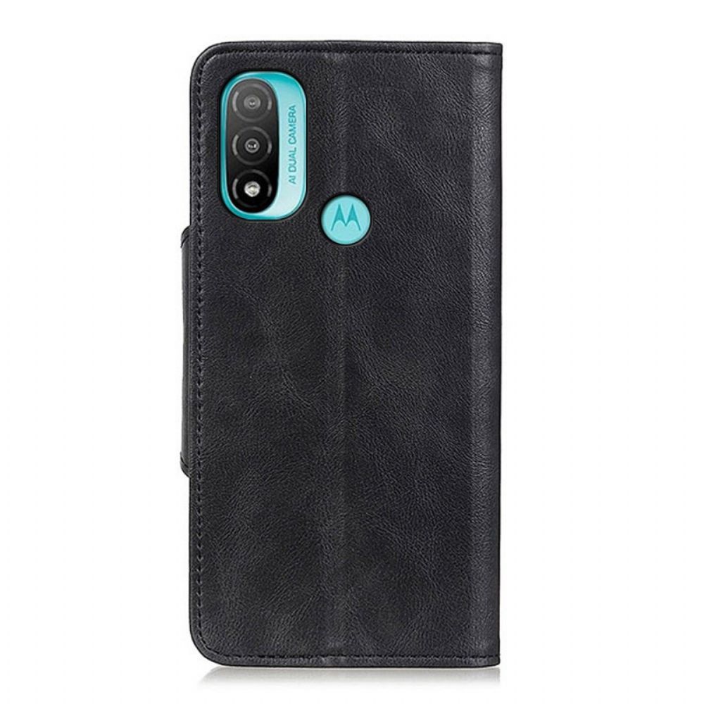 Flip Case Für Moto E40 / E30 / E20 Vintage Kunstleder Und Knopf