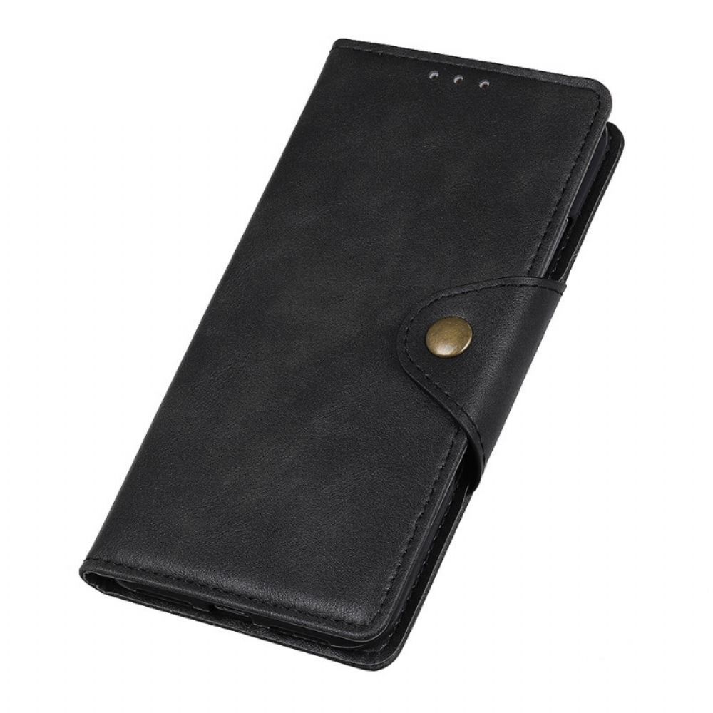 Flip Case Für Moto E40 / E30 / E20 Vintage Kunstleder Und Knopf