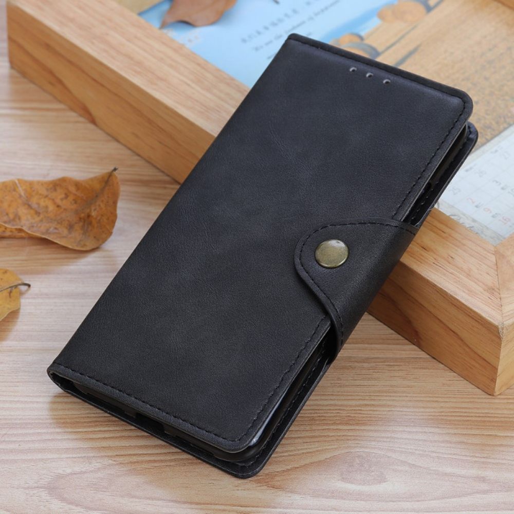 Flip Case Für Moto E40 / E30 / E20 Vintage Kunstleder Und Knopf