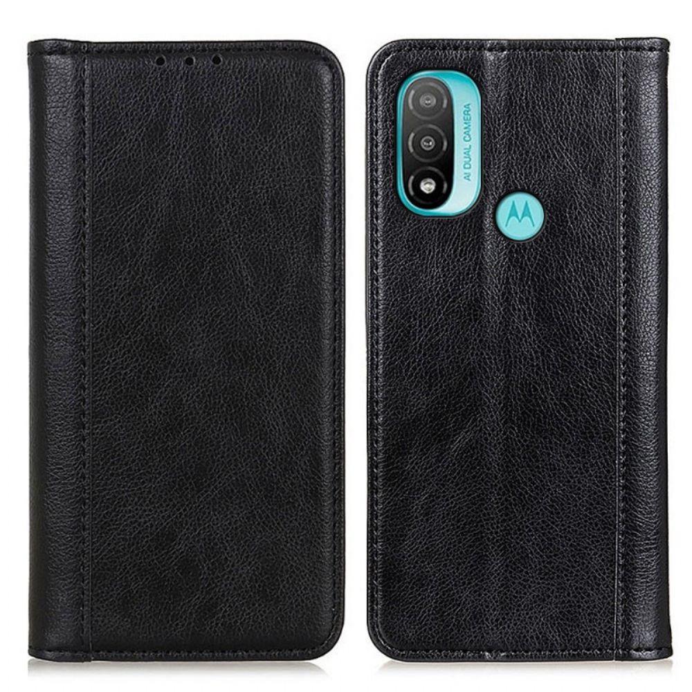 Schutzhülle Für Moto E40 / E30 / E20 Flip Case Elegance Litschi-spaltleder