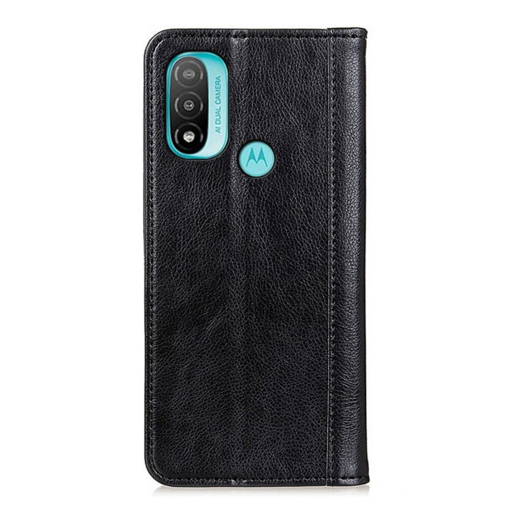 Schutzhülle Für Moto E40 / E30 / E20 Flip Case Elegance Litschi-spaltleder