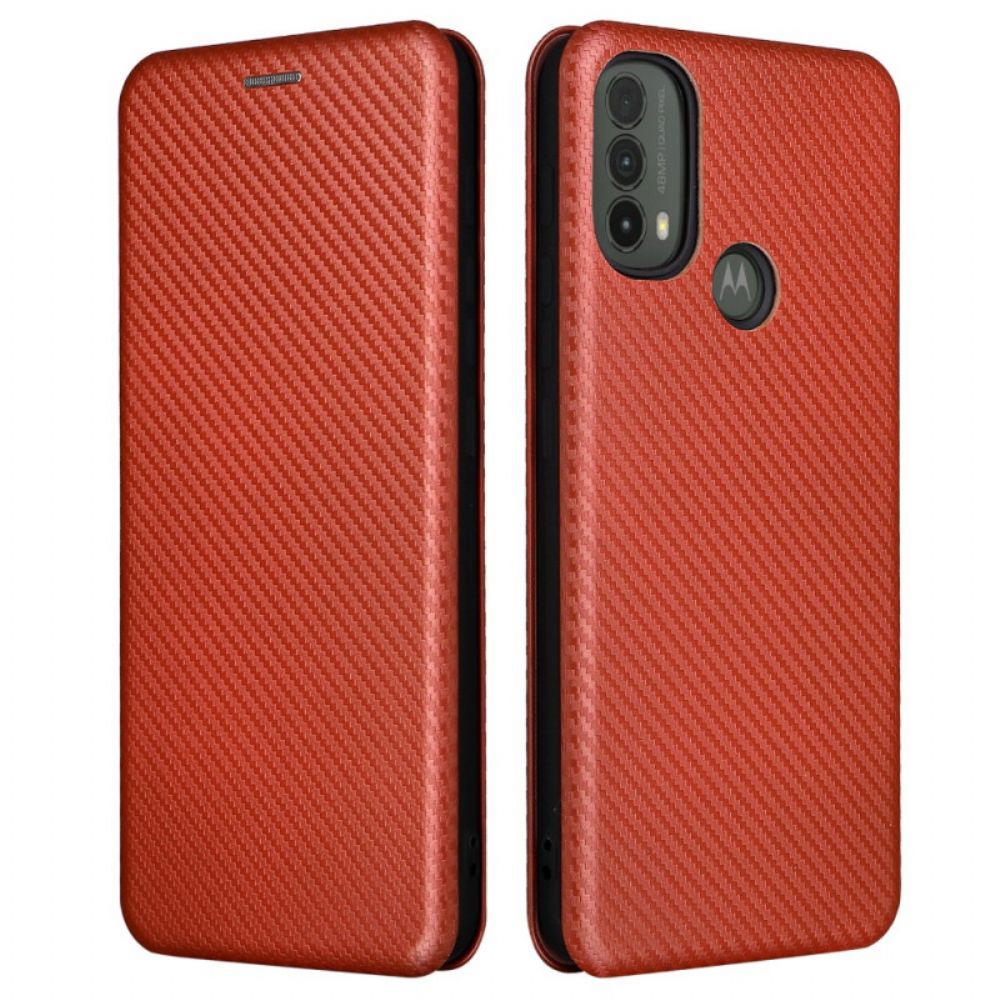 Schutzhülle Für Moto E40 / E30 / E20 Flip Case Kohlefaser