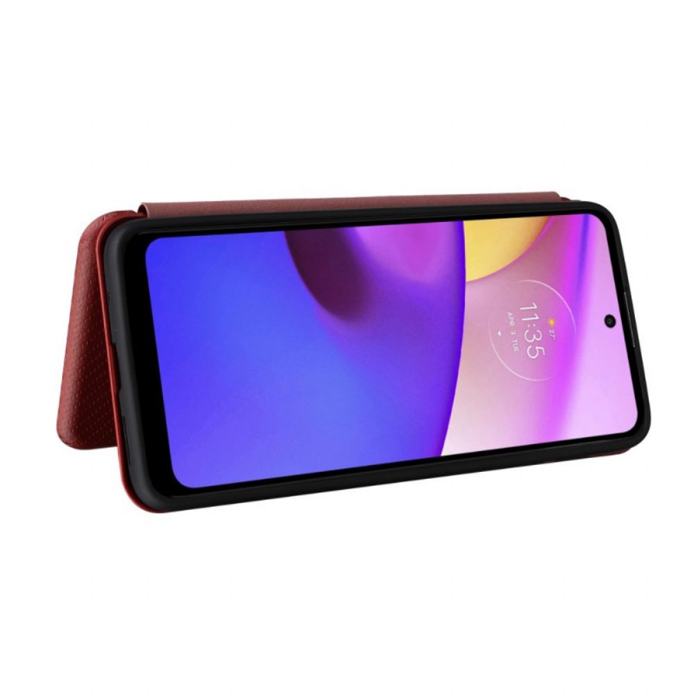 Schutzhülle Für Moto E40 / E30 / E20 Flip Case Kohlefaser