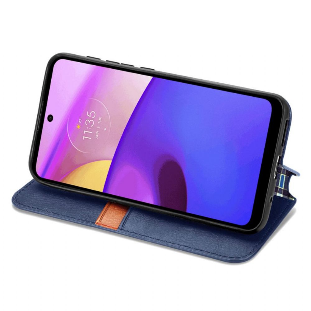 Schutzhülle Für Moto E40 / E30 / E20 Flip Case Ledereffekt Mit Rautenstruktur