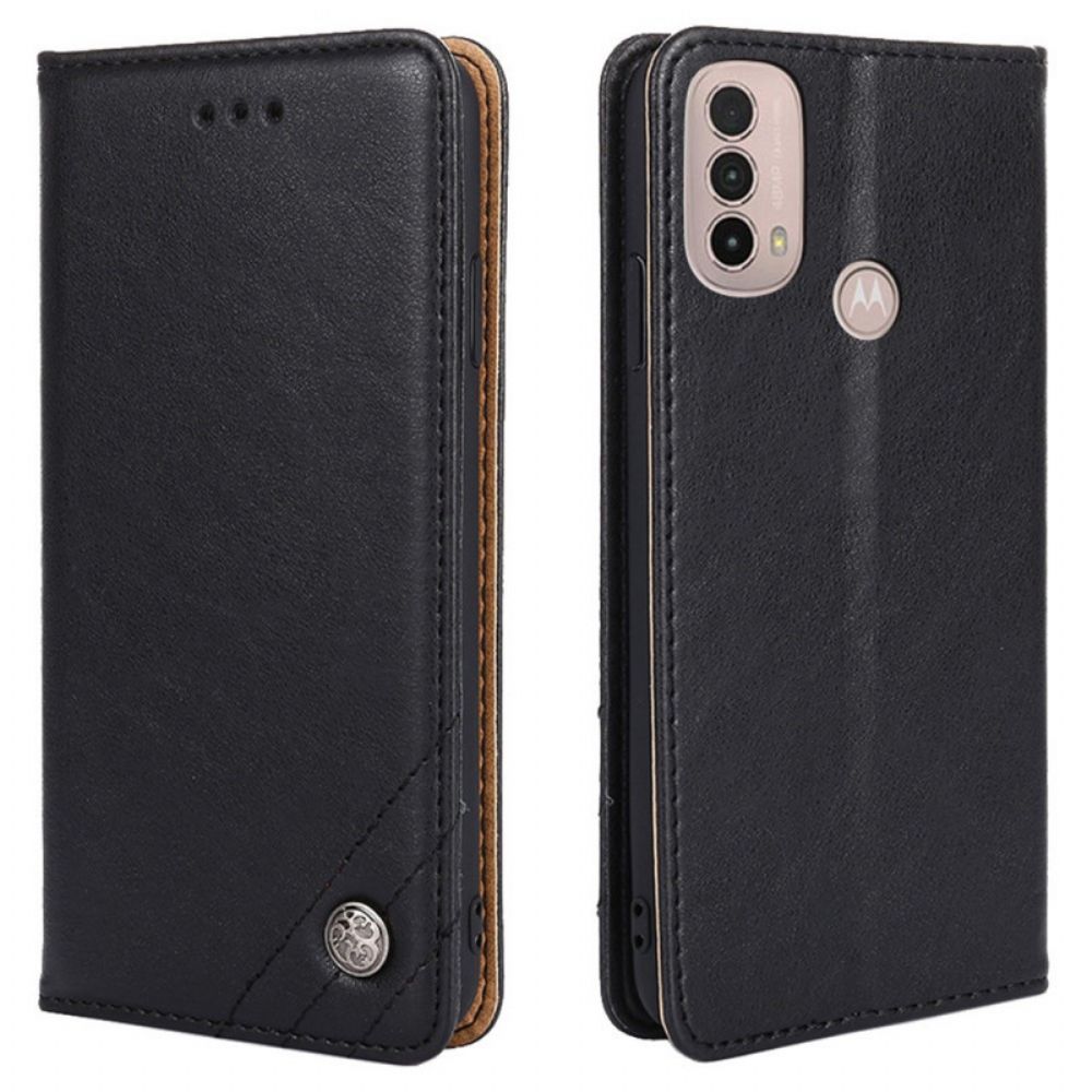 Schutzhülle Für Moto E40 / E30 / E20 Flip Case Lederoptik Mit Nieten