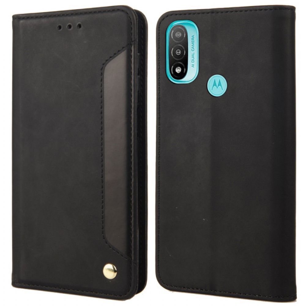 Schutzhülle Für Moto E40 / E30 / E20 Flip Case Zweifarbiger Business-ledereffekt