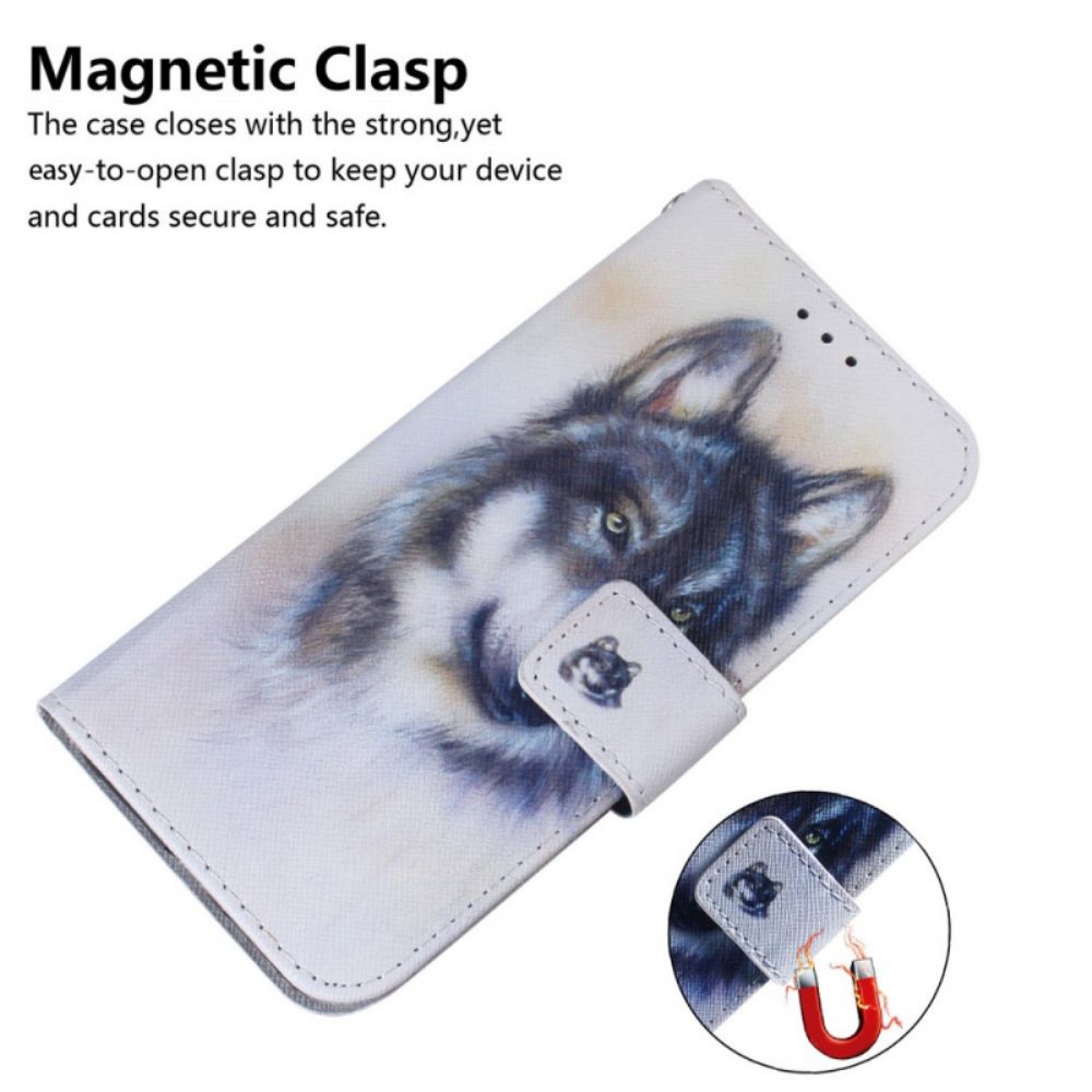 Lederhüllen Für Xiaomi 14t Wolf-aquarell