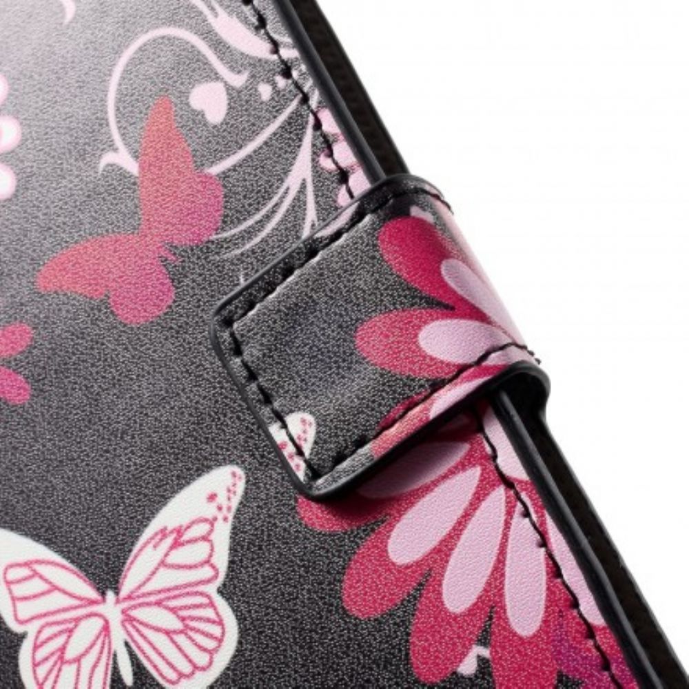 Flip Case Für Huawei P30 Pro Schmetterlinge Und Blumen