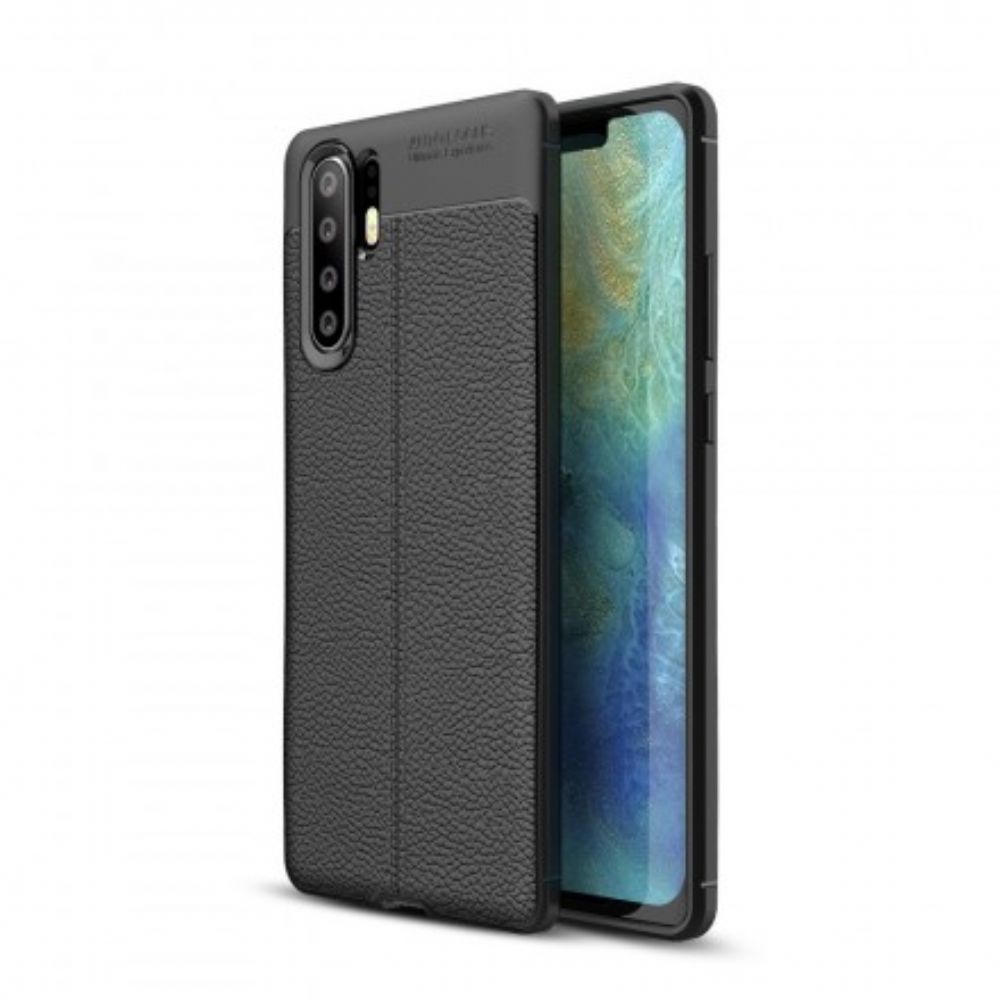 Handyhülle Für Huawei P30 Pro Doppellinie Litchi-leder-effekt