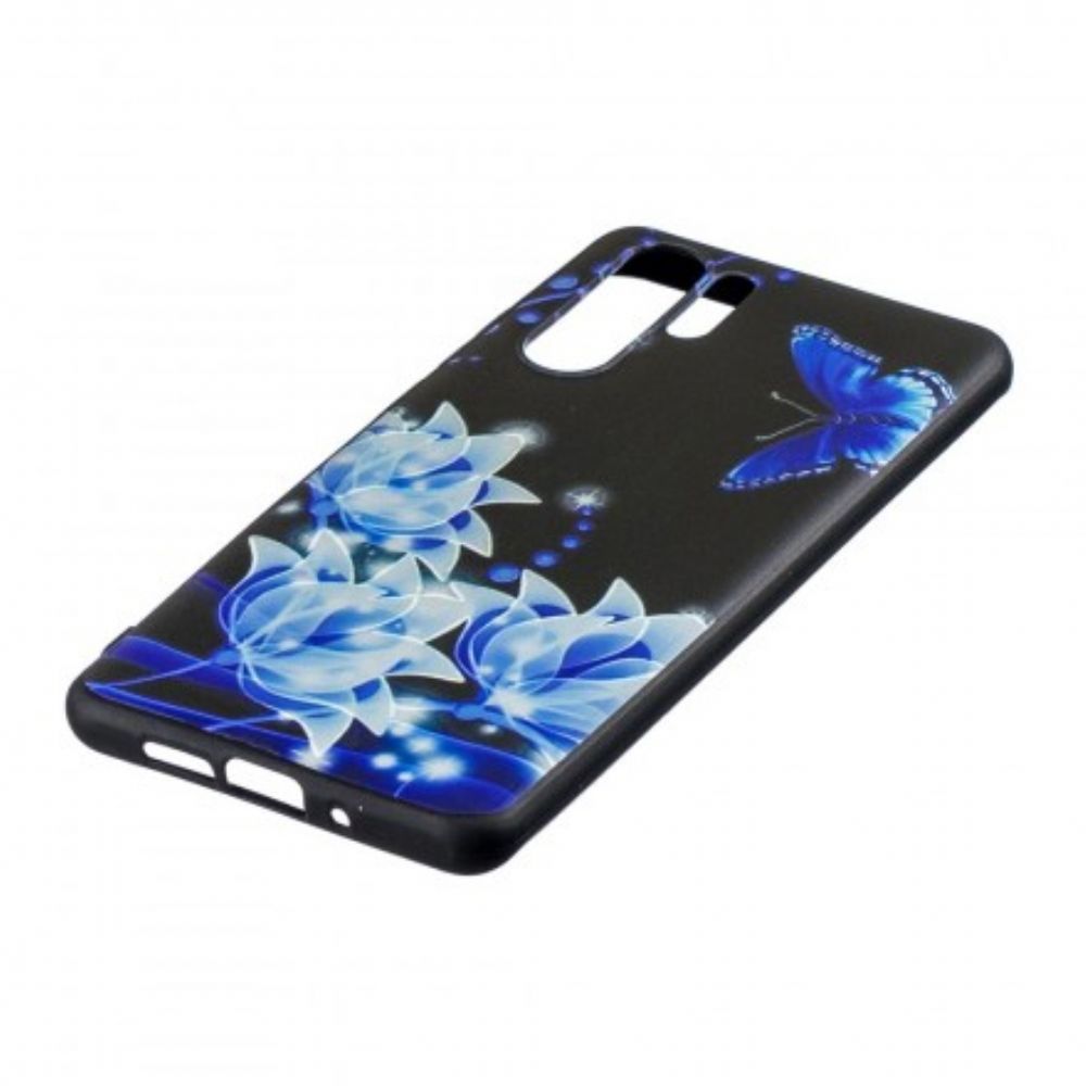 Handyhülle Für Huawei P30 Pro Schmetterling Und Blaue Blumen