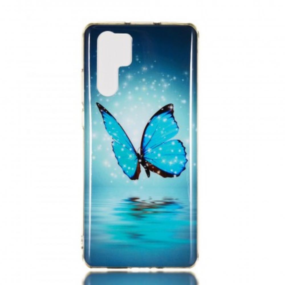 Hülle Für Huawei P30 Pro Fluoreszierender Blauer Schmetterling