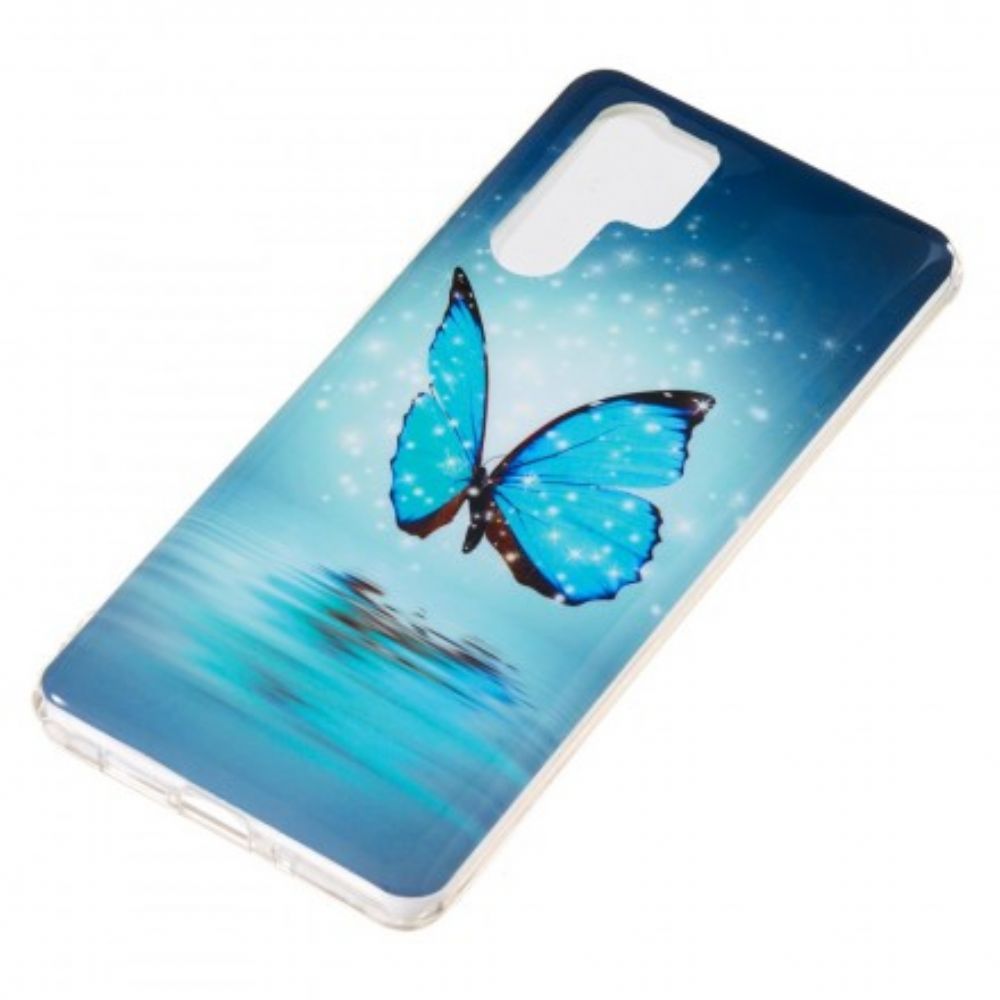 Hülle Für Huawei P30 Pro Fluoreszierender Blauer Schmetterling