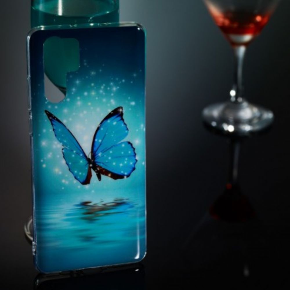 Hülle Für Huawei P30 Pro Fluoreszierender Blauer Schmetterling