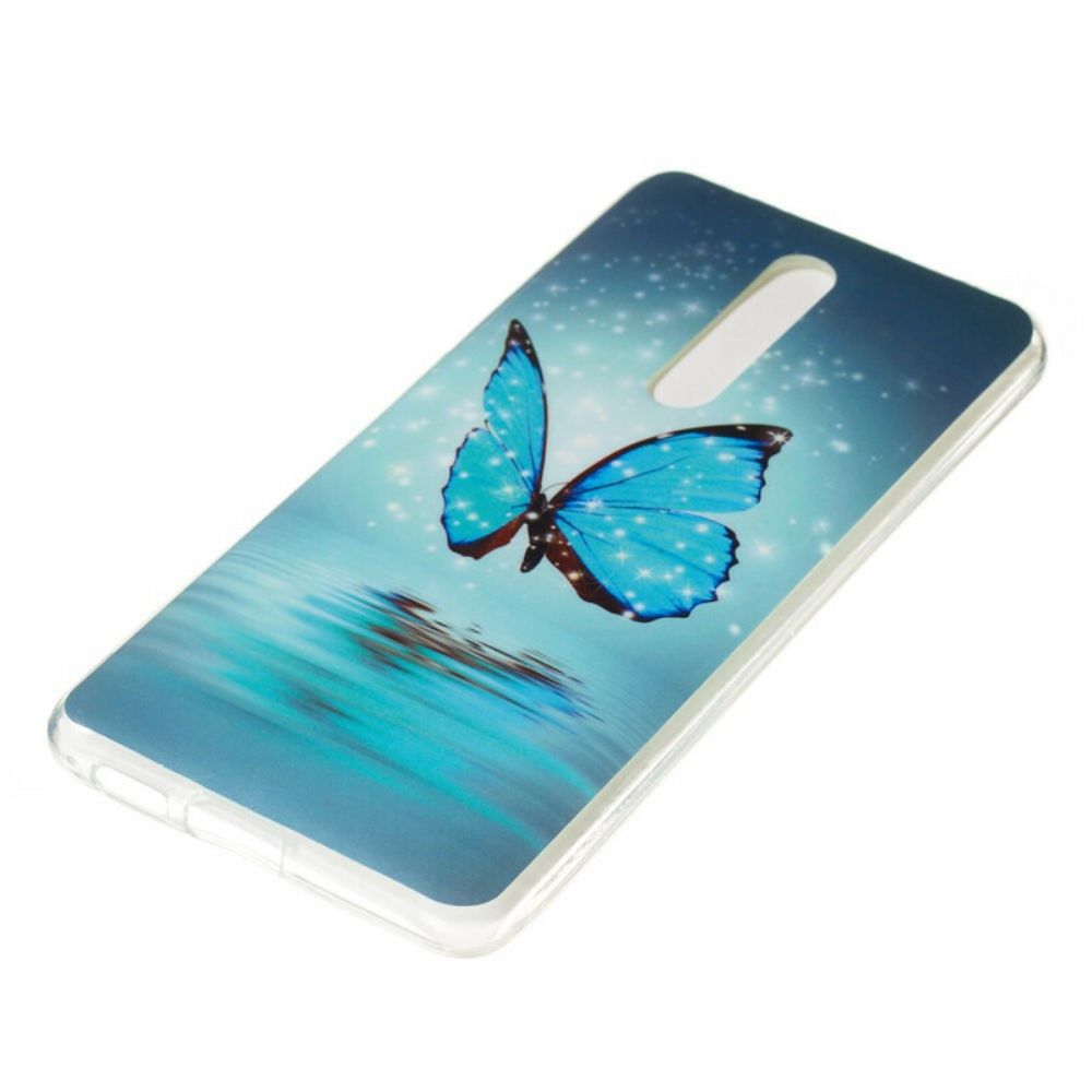 Hülle Für Xiaomi Mi 9T / Mi 9T Pro Fluoreszierender Blauer Schmetterling