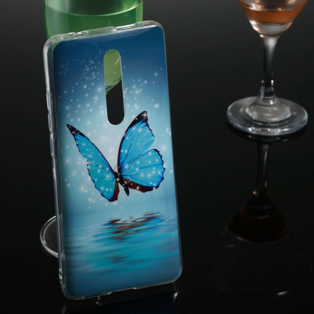 Hülle Für Xiaomi Mi 9T / Mi 9T Pro Fluoreszierender Blauer Schmetterling