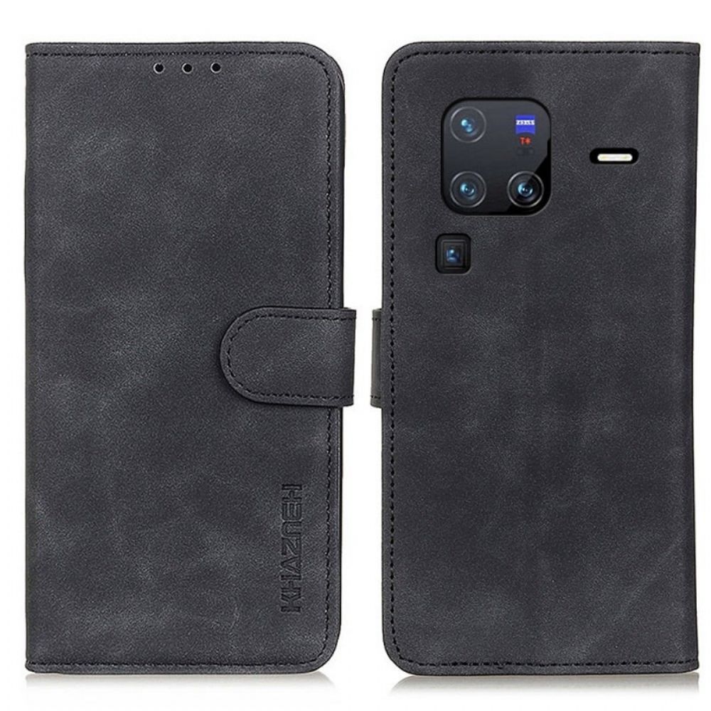 Flip Case Für Vivo X80 Pro Khazneh Ledereffekt