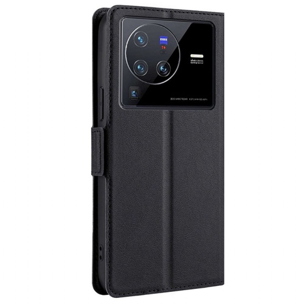 Flip Case Für Vivo X80 Pro Leder-stil