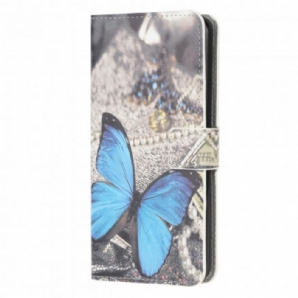 Flip Case Für Samsung Galaxy A22 4G Blauer Prestige-schmetterling