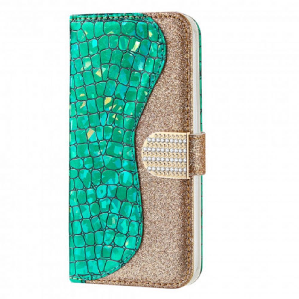 Flip Case Für Samsung Galaxy A22 4G Croc-diamanten