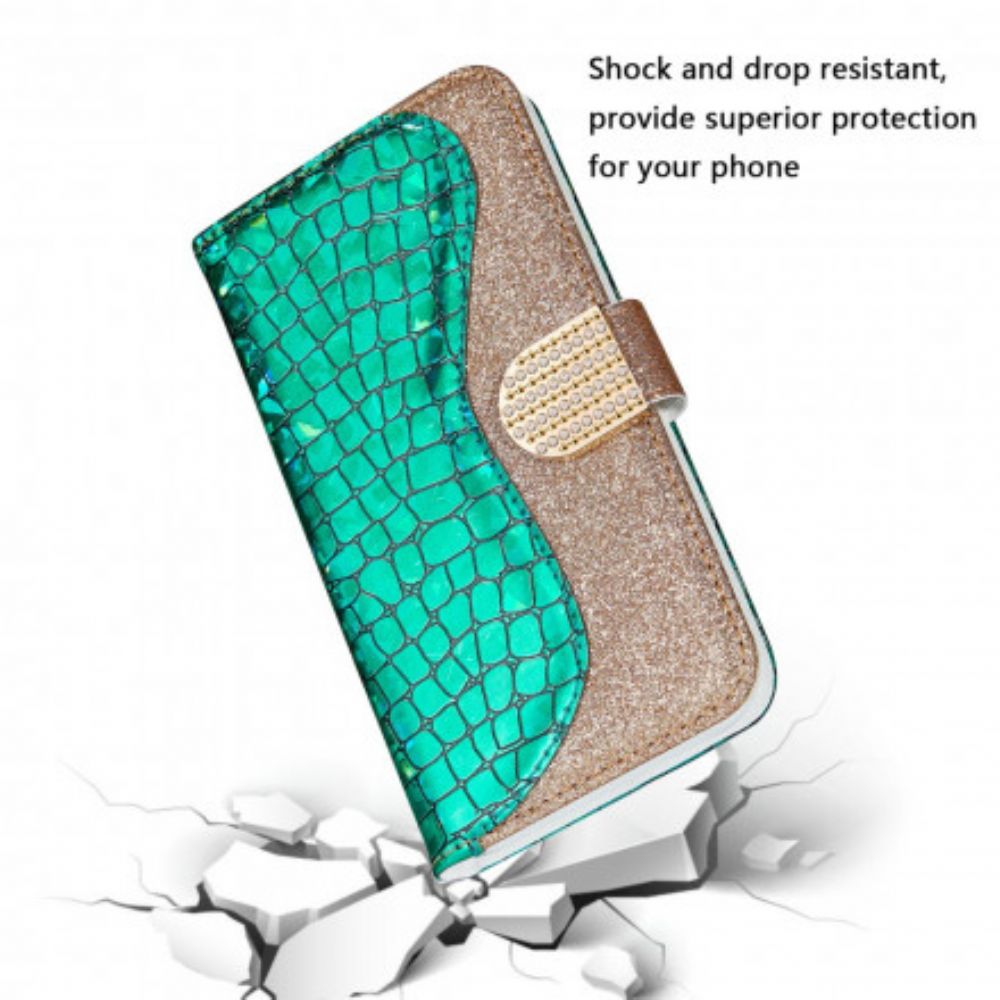 Flip Case Für Samsung Galaxy A22 4G Croc-diamanten