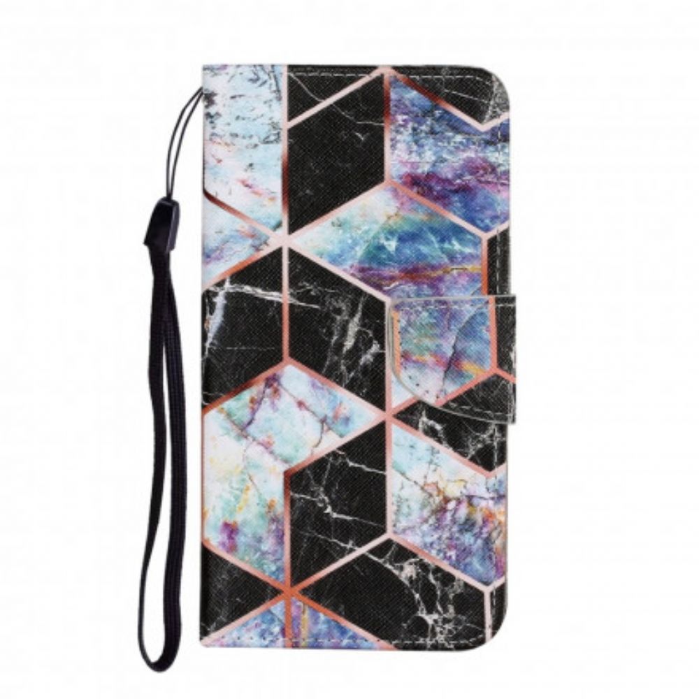 Flip Case Für Samsung Galaxy A22 4G Geometrischer Marmor