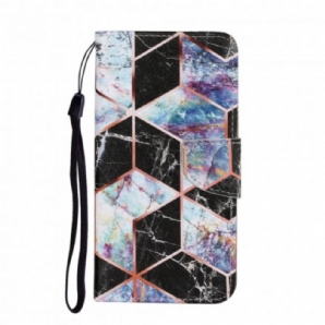 Flip Case Für Samsung Galaxy A22 4G Geometrischer Marmor