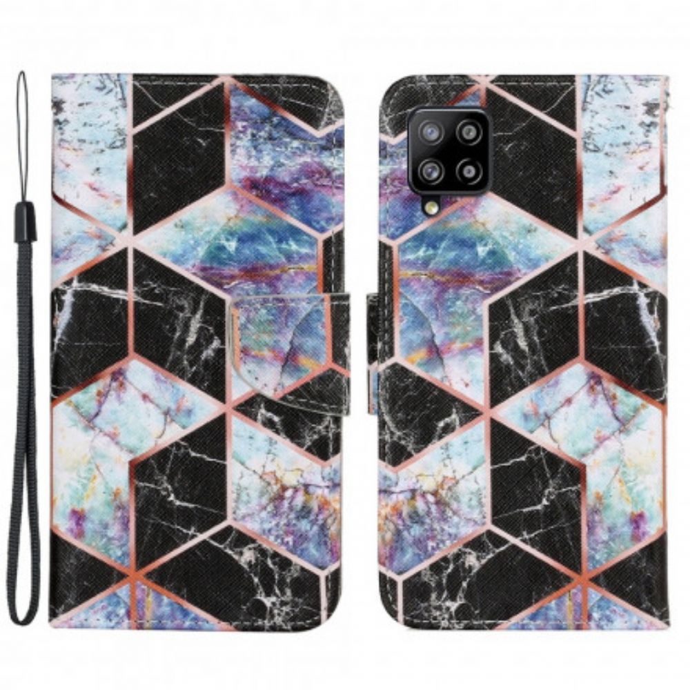 Flip Case Für Samsung Galaxy A22 4G Geometrischer Marmor